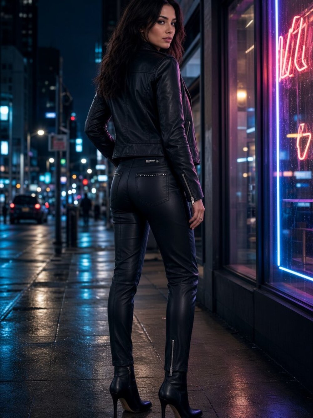 BLANKNYC Women Black Faux Leather Slim Pants Leggings Zipper Back US 25